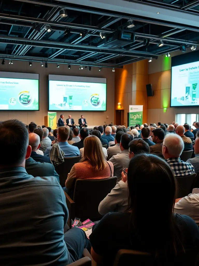 A wide shot of the audience listening to a panel discussion at the Green Tech Expo 2023 in Birmingham.