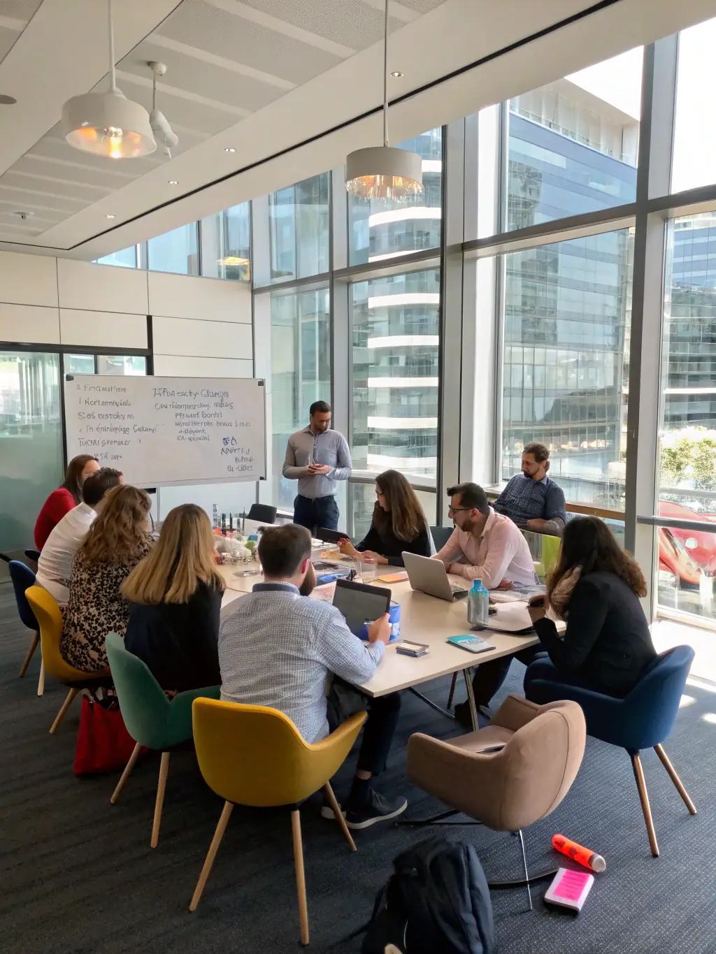 A workshop session at a business conference in Edinburgh, UK, where participants are learning about energy-efficient building design.