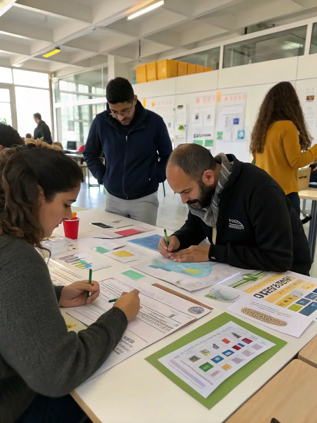 A vibrant image of a conference in Manchester, highlighting workshops and interactive sessions on waste reduction and circular economy practices.